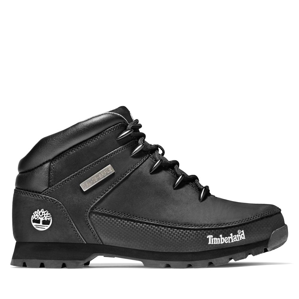 Botas Trekking Timberland Argentina Hombre - Euro Sprint Mid - Negras - TFALZQ-185